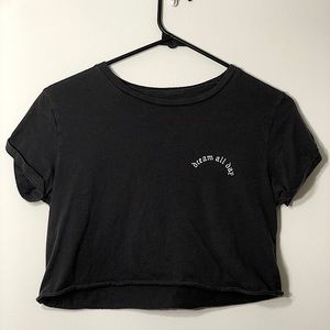 BILLABONG charcoal gray, cropped t-shirt